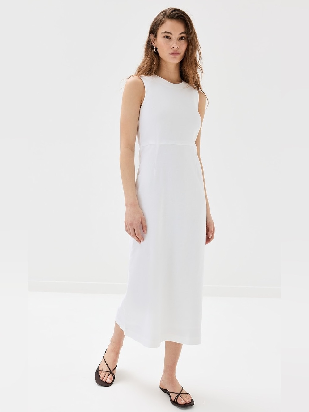 Jenni Kayne Blair Sleek White Sleeveless Midi Dress- NWOT